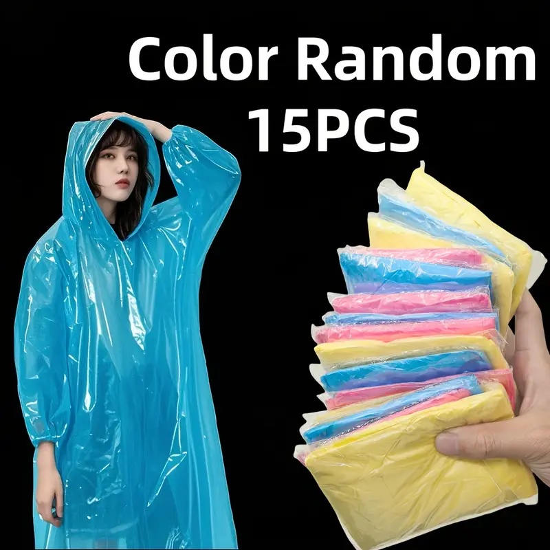 Emergency Poncho Rain - 15/30 sztuk losowo wybranych kolorowych jednorazowych