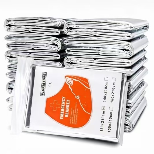 Emergency Mylar Tent - Koc termiczny z folii mylarowej, srebrny